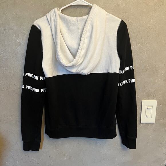 PINK VS Black White Full Zip Hoodie with pockets Size Small Vintage Y2k Teens - Picture 3 of 13